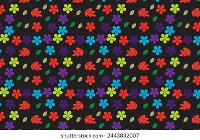 Indian Summer Seamless pattern in oriental geometric traditional style. Leaves, rowanberry and mushroom with coloured background blue, light colour. vector Designed by Vishal Singh