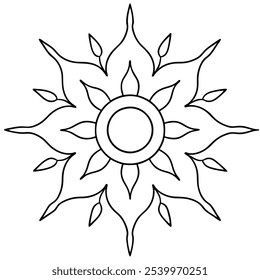 Indian Sun Mandala Vector line Art