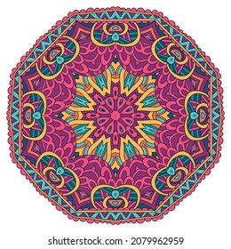 Indian sun. Vector seamless pattern Aztec Colorful ethnic tribal geometric psychedelic folkloric style print. Mandala art.