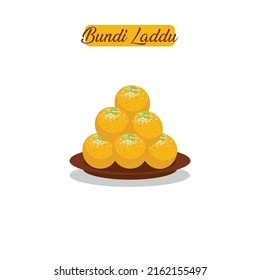 Indian Sweet Boondi Or Motichoor Laddu In A Plate. Laddu Vector 