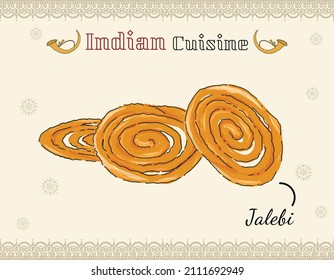 Indian sweet dish Jalebi. Typical Indian dessert.