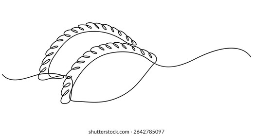 Indian Sweet (Gujia) Icon In Stroke Style, Delicious gujiya continuous one line drawing, delicious gujiya continuous one line drawing, russian dish dumplings food illustration, hand drawn russian pro.