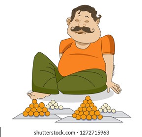 indian sweet maker seller male confectioner vector