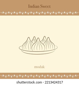 indian sweet vector line drawing illustration