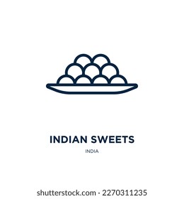 indian sweets icon from india collection. Thin linear indian sweets, natural, plant outline icon isolated on white background. Line vector indian sweets sign, symbol for web and mobile