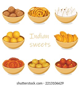 Indian Sweets or Mithai Food Vector