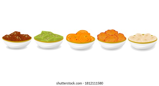 Indian Sweets or Mithai Like Barfi,Halwa,Jalebi,Malpua,Sandesh