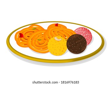 Dulces indios o mithai como jalebi, laddu