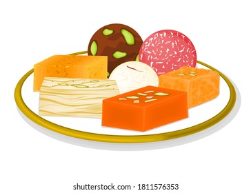 Indian Sweets or Mithai Like Kalakand,Halwa,Soan Papdi,Rasgulla,Laddu,mysore pak