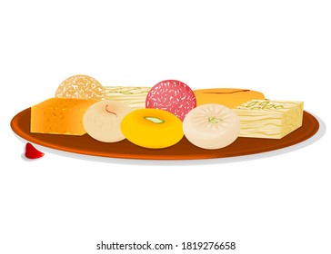 Indian Sweets or Mithai Like Sandesh,Petha,Laddu,Mysorepak,Soan Papdi