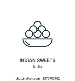 Indian sweets outline vector icon. Thin line black indian sweets icon, flat vector simple element illustration from editable india concept isolated on white background