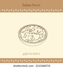 indian sweets vector line drawing illustration