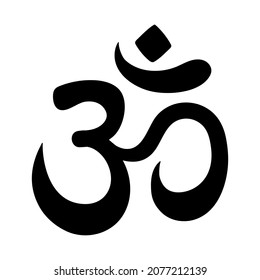 Indian symbol Shiva om. Hinduism, buddhism religion and culture.  Sacred philosophical sign. Yoga, meditation. Flat style in vector illustration.