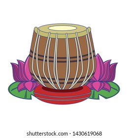 Indian tabla drums with lotus flower vector illustration graphic design