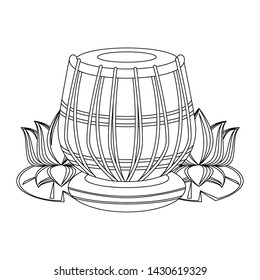 Indian tabla drums with lotus flower vector illustration graphic design