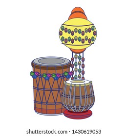 Indian tabla drums and paper light vector illustration graphic design