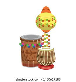 Indian tabla drums and paper light vector illustration graphic design