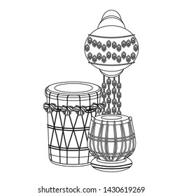 Indian tabla drums and paper light vector illustration graphic design