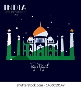 indian taj majal temple with flag colors background