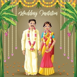 Indian Tamil Wedding Invitation Card Bride And Groom