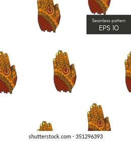 Indian tattoo seamless pattern in vector. 