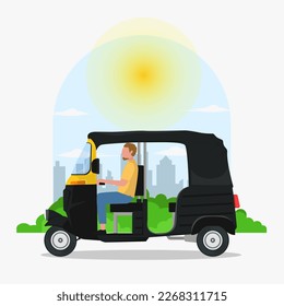 indian taxi vector flat illustration