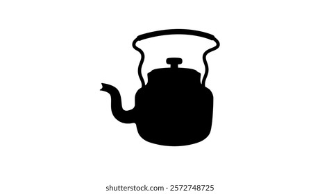 Indian tea kettle, black isolated silhouette