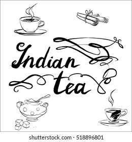 Indian tea letterynh Black tea vector