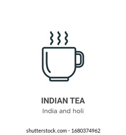 Indian tea outline vector icon. Thin line black indian tea icon, flat vector simple element illustration from editable india concept isolated stroke on white background