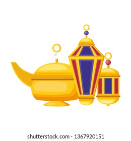 indian tea pot and lantern