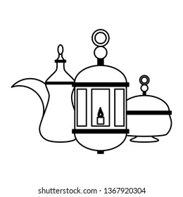 indian tea pot and lantern