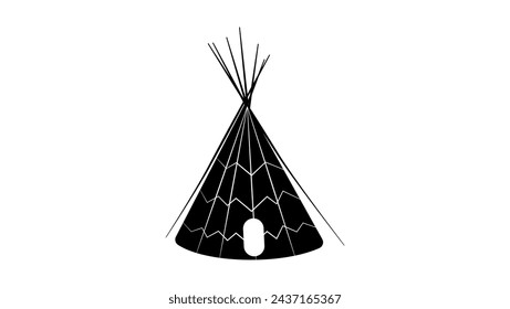 Indian TeePee, black isolated silhouette