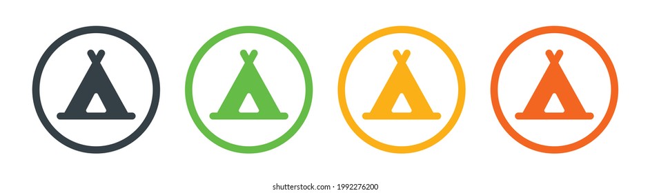 Indian teepee, tipi tent icons collection. Vector illustration.  