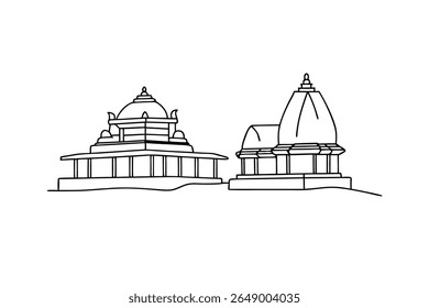 Indian temple architecture line art building structure