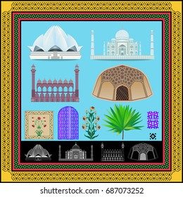 Indian temples and ornaments 
