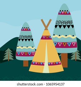 Indian tent in forest