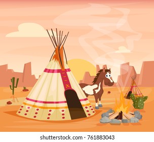 Indian Tent And Horse