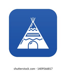 Indian tent icon blue vector isolated on white background