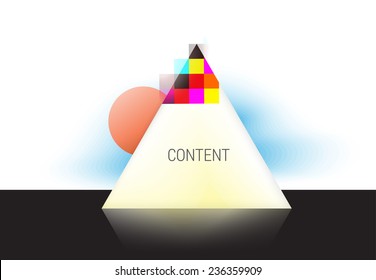 Indian tent style abstract triangle shape with blue sky and sun in the background
