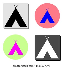Indian tepee. simple flat vector icon illustration on four different color backgrounds