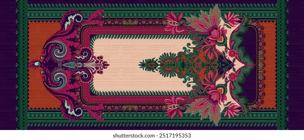 Indian textile design rugh art border damask,ethnic,seamless,pattern,floral,carpet,traditional,suzani, paisley etc.