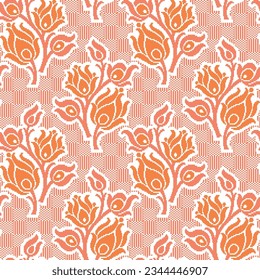 Indian textile design seamless patter with geometrical outline. weave view jacquard. for digital print fabric 