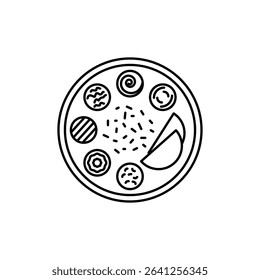Indian thali icon outline set sign