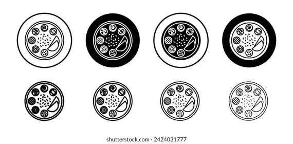 Indian thali vector icon set collection. Indian thali Outline flat Icon.