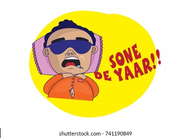 Indian Themed Chat Stickers Man Sleeping Stock Vector Royalty Free