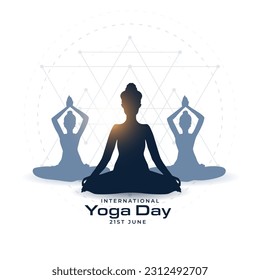 indian themed world yoga day background with women silhouette vector