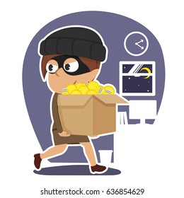 indian thief businesswoman stealing box of ideas