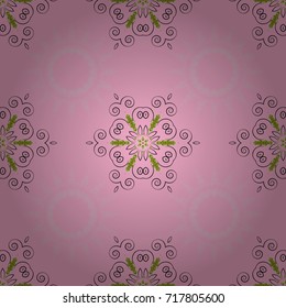 Indian, tibetan, ottoman motifs in green, gray and neutral colors. Seamless vector mandala pattern. Vintage decorative elements in boho style.