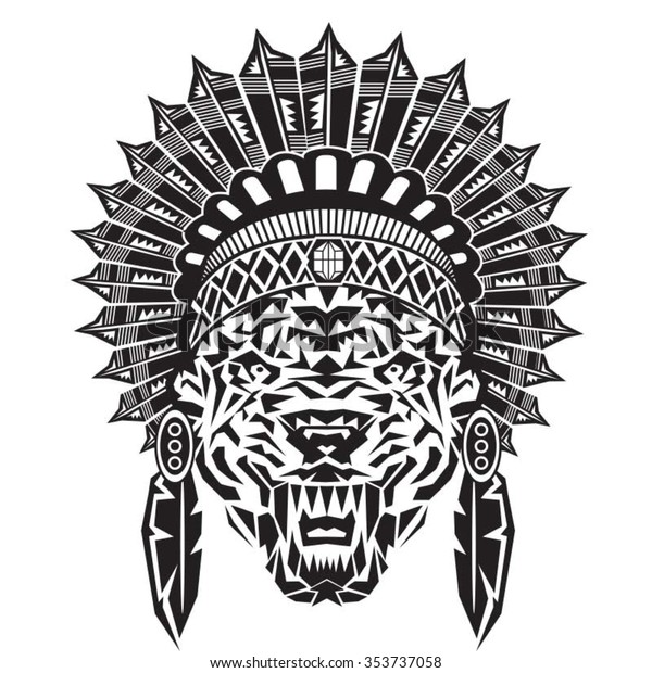 Indian Tiger Tatoo Illustration Typography Tshirt Stock Vector (Royalty ...
