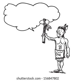 Indian with tomahawk speaking